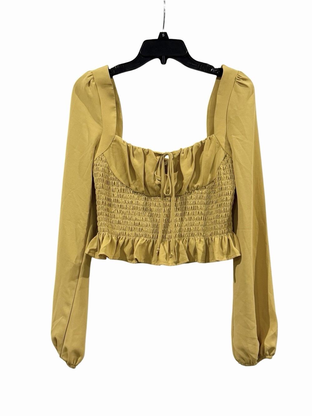 L.A. Hearts By PacSun NWT Smocked Mustard/Golden Yellow Top SZ M Milkmaid